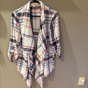 Maurices Plaid Open Front Cardigan